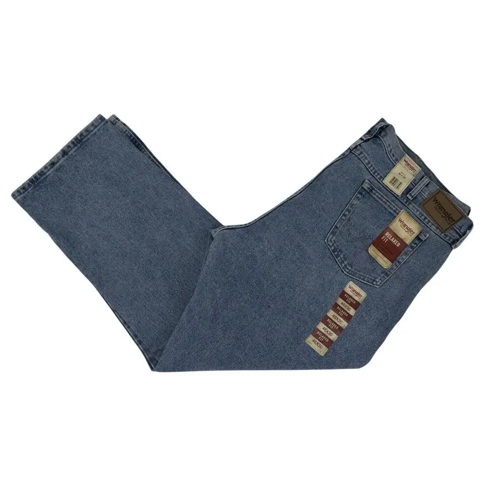 NEW Men's Wrangler Rugged Wear Jeans‎ 46x30 Blue Relaxed Fit Straight Leg NWT